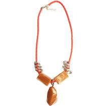 Colar Armazém Rr Bijoux Couro E Pedra De Resina