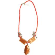 Colar Armazém Rr Bijoux Couro E Pedra De Resina