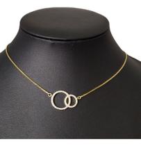 Colar Aro Aliança União Pedra Zirconia Dourado F. Ouro 18k Colar Aro Aliança União Pedra Zirconia Dourado F. Ouro 18k