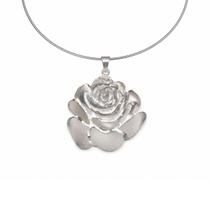 Colar Aro Alumínio com Flor de Estanho com Banho de Prata