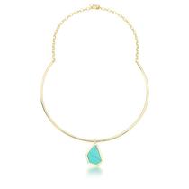 COLAR ARO COM PINGENTE ASSIMÉTRICO TURQUESA BANHADO A OURO - 37cm COLAR ARO COM PINGENTE ASSIMÉTRICO TURQUESA BANHADO A OURO - 37cm