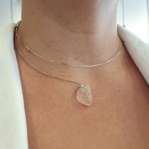 Colar aro cubo com cristal quartzo