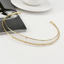 Colar Aro Duplo com ponto de Luz Banhado a Ouro 18k Colar Aro Duplo com ponto de Luz Banhado a Ouro 18k