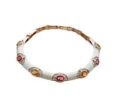 Colar aro esmaltados com zircônias ovais coloridas banhado a ouro Colar aro esmaltados com zircônias ovais coloridas banhado a ouro