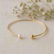 Colar Aro Liso com ponta pérola Banhado a Ouro