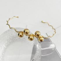 Colar Aro Ondulado com Bolas Banhado a Ouro 18k