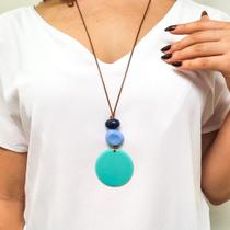Colar Artesanal Azul Degrade Resina