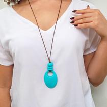 Colar Artesanal Oval Longo Resina