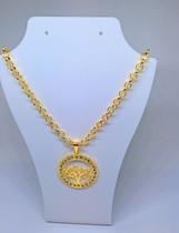 Colar Arvore D Vida Cravejado Zircônia Elo Português Folhead