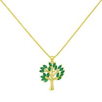 Colar Árvore da Vida com Zircônia Navete Esmeralda Banhado a Ouro Colar Árvore da Vida com Zircônia Navete Esmeralda Banhado a Ouro