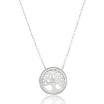 Colar Árvore da Vida Madre Pérola Prata Banho em Ródio 45cm