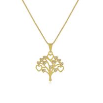 Colar Arvore da Vida Pedras Zircônias Cristal Semi Joias Banhado Ouro 18k Presente Aniversario Mae Mulher Namorada