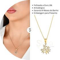 Colar Arvore da Vida Semi Joias Banhado Ouro 18k Presente Perfeito Aniversario Mae Mulher Namorada Colar Arvore da Vida Semi Joias Banhado Ouro 18k Presente Perfeito Aniversario Mae Mulher Namorada