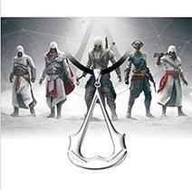 Colar Assassin's Creed Pingente Metal Cromado Design Gamer Geek Cordão Ajustável Masculino