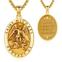 Colar AUDINCEED St Michael banhado a ouro 18K em prata 925 para homem