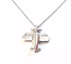 Colar Avião Aeromoça Turismo Folheado A Prata Colar Avião Aeromoça Turismo Folheado A Prata