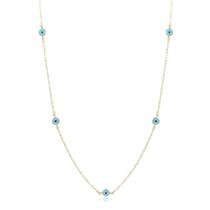 Colar Azul Claro 10 Olhos Ouro Colar Azul Claro 10 Olhos Ouro