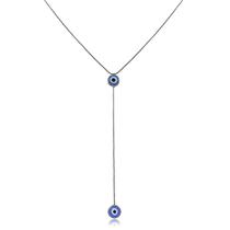 Colar Azul Claro Olho Grego Ródio Negro Colar Azul Claro Olho Grego Ródio Negro