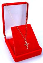 Colar Bailarina 45cm Gargantilha Feminina De Ouro 18k Com Pingente Cruz Vazada Colar Bailarina 45cm Gargantilha Feminina De Ouro 18k Com Pingente Cruz Vazada