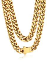 Colar Bandmax Miami Cuban Link 7 mm 24 cm banhado a ouro 14 quilates