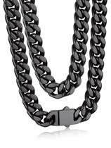 Colar Bandmax Thick Cuban Link Chain para homens 9 mm 66 cm preto