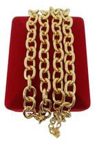 Colar Banhada a Ouro Elo Cadeado 10mm Idêntica A Ouro Colar Banhada a Ouro Elo Cadeado 10mm Idêntica A Ouro