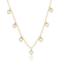 Colar Banhado a Ouro 18k Corações de Zircônias
