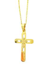 Colar banhado a ouro 18k cruz com pingente inox 50cm crucifixo corrente gargantilha CMCE31