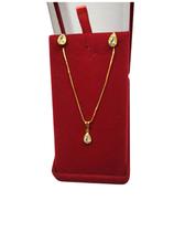 Colar Banhado a Ouro 18K Ponto de Luz Branco Borda + Brinco