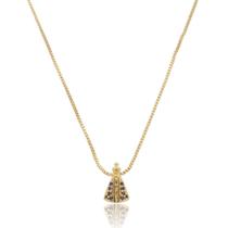 Colar Banhado A Ouro Com Mini Santa De Zircônia