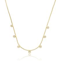 Colar Banhado A Ouro Com Sete Pontos De Luz De Zircônia