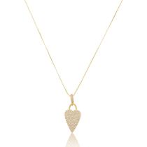 Colar Banhado A Ouro Com Zircônia Cristal Coração