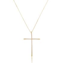 Colar Banhado A Ouro Com Zircônia Cristal Cruz
