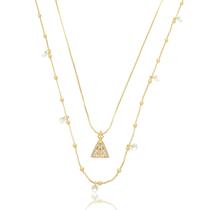Colar Banhado A Ouro Com Zircônia E Pingente Nossa Senhora