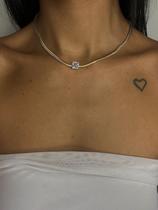 Colar Banhado a Ouro Corrente Lacraia Com Zircônia Quadrada