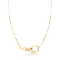 Colar Banhado a Ouro Elo Retangular Intercalando Zircônias Colar Banhado a Ouro Elo Retangular Intercalando Zircônias