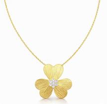 Colar Banhado a Ouro Flower Trabalhado com Cristais