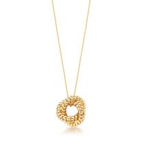 Colar Banhado a Ouro Pingente Redondo Entrelaçado Liso 45cm