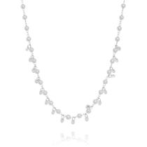 Colar Banhado a Ródio Branco 45 cm Pérolas