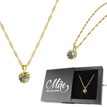 Colar Banhado Aço Feminino Ouro + Caixa + Pingente Strass dourado mãe inoxidavel qualidade premium casual pedrinha Colar Banhado Aço Feminino Ouro + Caixa + Pingente Strass dourado mãe inoxidavel qualidade premium casual pedrinha