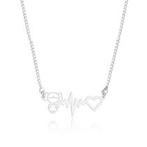 colar banhado Corrente aço inox prata Pingente Menina Batimento Cardíaco coração muito amor colar banhado Corrente aço inox prata Pingente Menina Batimento Cardíaco coração muito amor