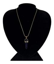 Colar Banhado Elo Rabo De Rato 45Cm Pedra ul Coroada Colar Banhado Elo Rabo De Rato 45Cm Pedra ul Coroada