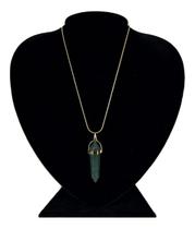 Colar Banhado Elo Rabo De Rato 45Cm Quartzo Verde Colar Banhado Elo Rabo De Rato 45Cm Quartzo Verde