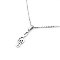 colar banhado masculino feminino aço prateado prata clave de sol nota musical musica colar banhado masculino feminino aço prateado prata clave de sol nota musical musica