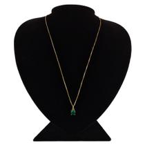Colar Banhado Ouro 18 Elo Veneziano Zirconia Verde Esmeralda