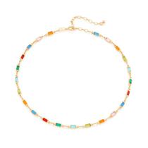 Colar banhado ouro 3x 24k 18k e 22k feminino colorido choker cristais retangulares rommanel 531882 Colar banhado ouro 3x 24k 18k e 22k feminino colorido choker cristais retangulares rommanel 531882