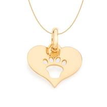 Colar banhado ouro 3x 24k 18k e 22k feminino coração pet pata cachorro rommanel 42cm 50cm 531638 542074