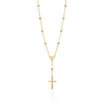 Colar banhado ouro 3x 24k 18k e 22k feminino cruz terço bolas rommanel 530557