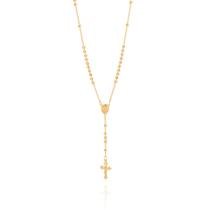 Colar banhado ouro 3x 24k 18k e 22k feminino cruz terço sagrado coração de maria rommanel 532073