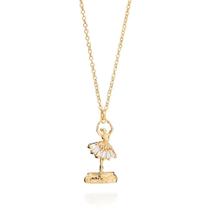 Colar banhado ouro 3x 24k 18k e 22k feminino elo cadeado com pingente bailarina cravejado pedra zircônias rommanel 50 cm 45 cm 532511 Colar banhado ouro 3x 24k 18k e 22k feminino elo cadeado com pingente bailarina cravejado pedra zircônias rommanel 50 cm 45 cm 532511
